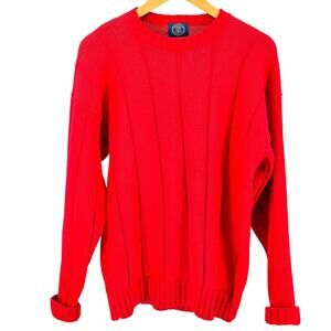 Vintage 90s Gap Red 100% Cotton Shaker Knit Blue Label Crewneck Sweater